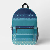 Shades of Blue Polka Dots Backpack Bedruckter Rucksack (Vorderseite)