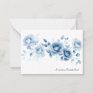 Shades of Blue Roses Vintage Floral Design Mitteilungskarte