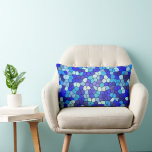 Shades of Blue Stached Glass von Shirley Taylor Lendenkissen