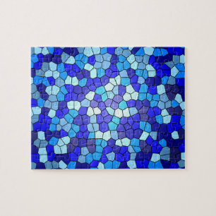 Shades of Blue Stached Glass von Shirley Taylor Puzzle