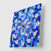 Shades of Blue Stached Glass von Shirley Taylor Quadratische Wanduhr (Winkel)