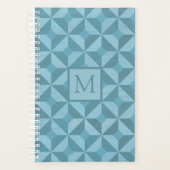 Shades of Blue Stylish Geometric Monogram Planer (Vorderseite)