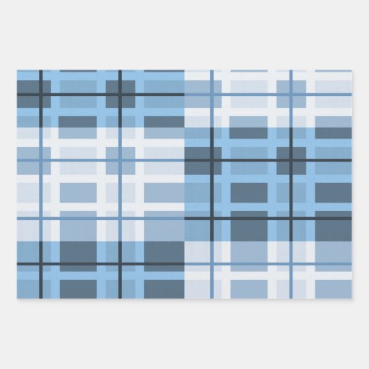 Shades of Blue Traditional Geometric Pattern Geschenkpapier Set (Vorderseite)