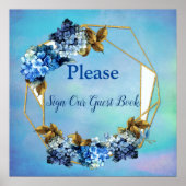 Shades of Blue Watercolor Hydrangeas Gästebuch (Vorne)