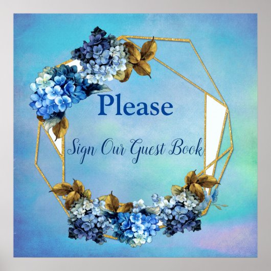 Shades of Blue Watercolor Hydrangeas Gästebuch (Vorne)