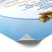 Shades of Blue Watercolor Hydrangeas Wedding Poster (Ecke)