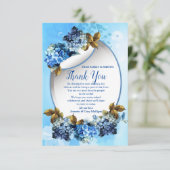 Shades of Blue Watercolor HydrangeasDanke-Karte RSVP Karte (Stehend Vorderseite)