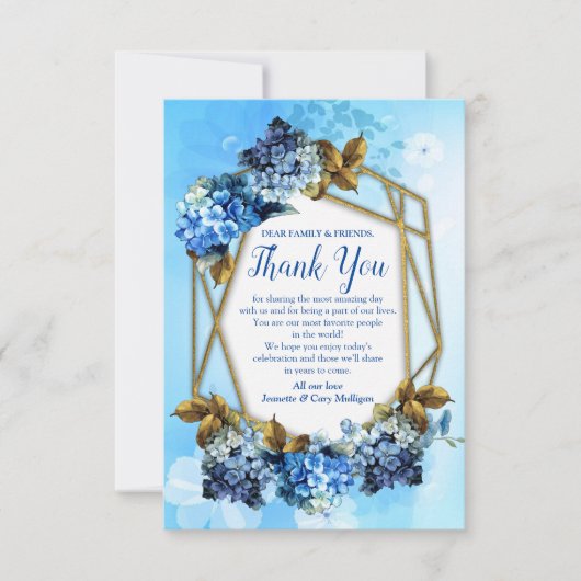 Shades of Blue Watercolor HydrangeasDanke-Karte RSVP Karte (Vorderseite)