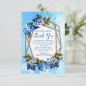 Shades of Blue Watercolor HydrangeasDanke-Karte RSVP Karte (Stehend Vorderseite)