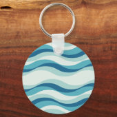 Shades of Blue Waves Pattern Schlüsselanhänger (Vorderseite)