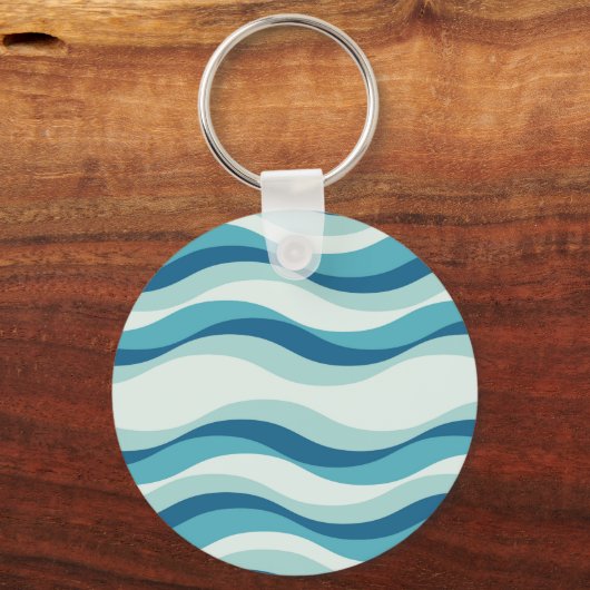Shades of Blue Waves Pattern Schlüsselanhänger (Vorderseite)