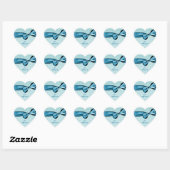 Shades of Blue Wedding Bow Damask Heart Sticker (Blatt)