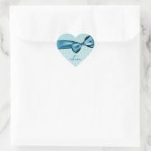 Shades of Blue Wedding Bow Damask Heart Sticker (Tasche)