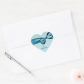 Shades of Blue Wedding Bow Damask Heart Sticker (Umschlag)
