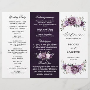 Shades of Dusty Lila Blooms Wedding Program
