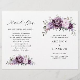 Shades of Dusty Lila Blooms Wedding Program