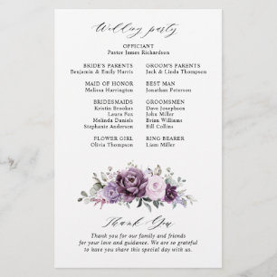 Shades of Dusty Lila Blooms Wedding Program
