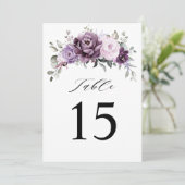 Shades of Dusty Lila Wedding Tischnummer Card (Stehend Vorderseite)