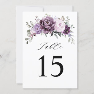 Shades of Dusty Lila Wedding Tischnummer Card