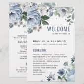 Shades of Gray Dusty Blue Winter Wedding Program (Vorne/Hinten)