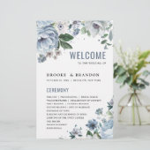 Shades of Gray Dusty Blue Winter Wedding Program (Stehend Vorderseite)
