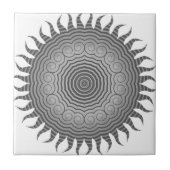 Shades of Gray Sun Mandala Keramik Tile Fliese (Vorderseite)