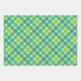 SHADES OF GREEN AND WHITE IRISH PATTERNS GESCHENKPAPIER SET