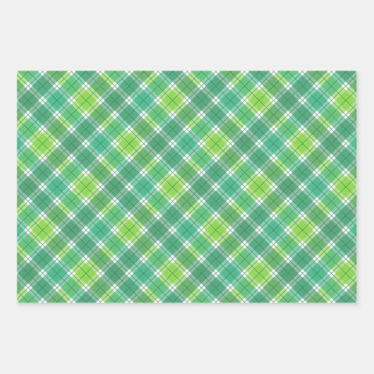 SHADES OF GREEN AND WHITE IRISH PATTERNS GESCHENKPAPIER SET (Vorderseite)