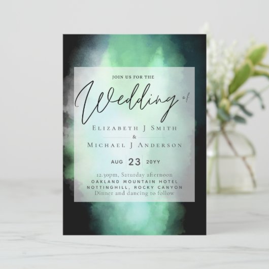 Shades of Green Black Modern Budget Hochzeit (Stehend Vorderseite)