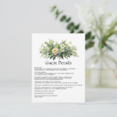 Shades of Green Floral Wedding Guest Details Begleitkarte (Stehend Vorderseite)