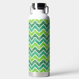 SHADES OF GREEN LINEN LOOK ZIG ZAG PATTERN TRINKFLASCHE