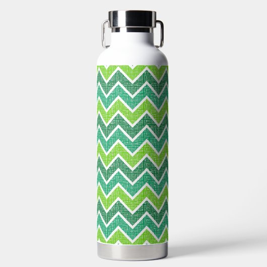 SHADES OF GREEN LINEN LOOK ZIG ZAG PATTERN TRINKFLASCHE (Vorderseite)