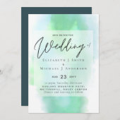 Shades of Green Modern Budget Wedding Einladung (Vorne/Hinten)