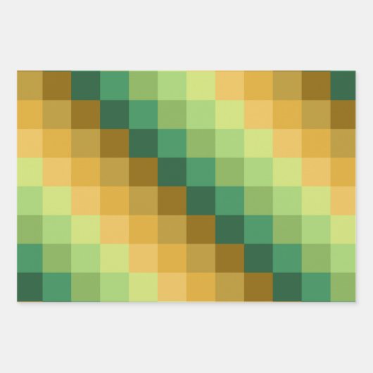 SHADES OF GREEN ORANGE BROWN GEOMETRIC PATTERNS GESCHENKPAPIER SET (Vorderseite 3)
