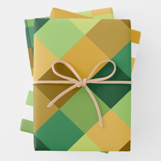 SHADES OF GREEN ORANGE BROWN GEOMETRIC PATTERNS GESCHENKPAPIER SET (Beispiel)