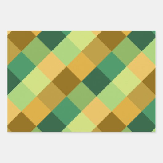 SHADES OF GREEN ORANGE BROWN GEOMETRIC PATTERNS GESCHENKPAPIER SET (Vorderseite)