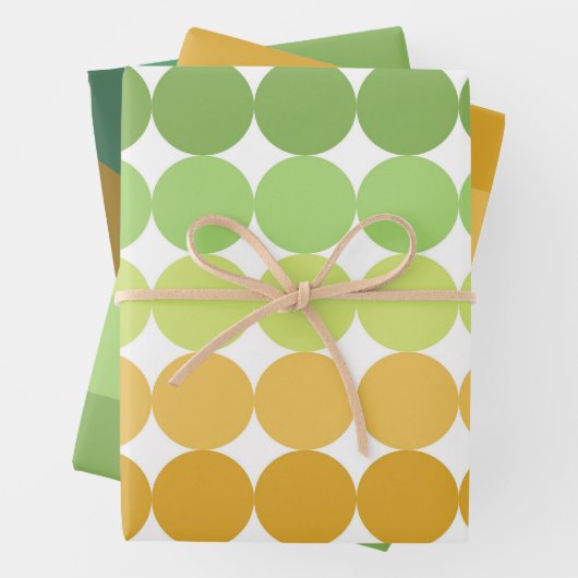 SHADES OF GREEN ORANGE BROWN GEOMETRIC PATTERNS GESCHENKPAPIER SET (Beispiel)