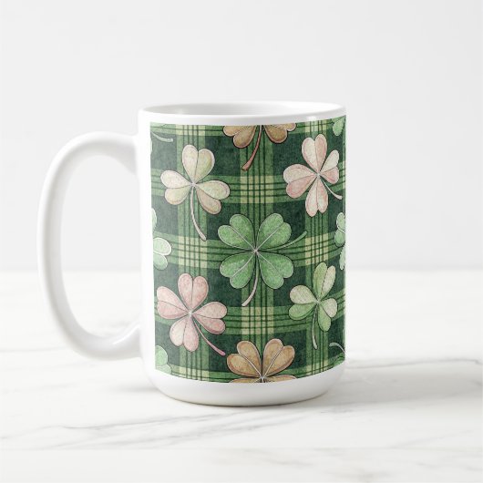 SHADES OF GREEN & PINK IRISH CELTIC SHAMROCKS  KAFFEETASSE (Links)