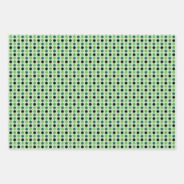 SHADES OF GREEN WITH WHITE IRISH SHAMROCKS GESCHENKPAPIER SET