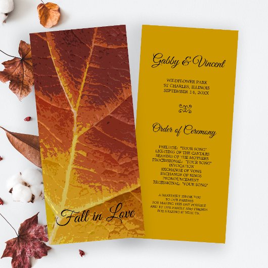 Shades of Herbst Leaf Hochzeitsprogramm Programm