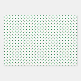 SHADES OF IRISH GREEN & WHITE SHAMROCKS & PATTERNS GESCHENKPAPIER SET