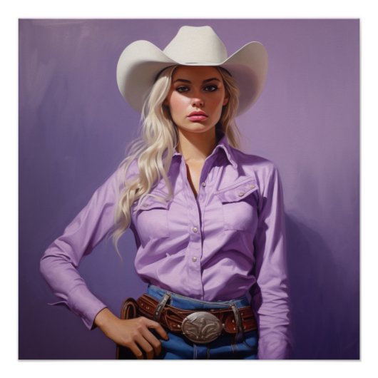 Shades of Lavender: Cowgirl Wall Art Poster (Vorderseite)