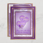 Shades of Lavender Lila Gold Wedding Rett Datum Ankündigungspostkarte (Vorne/Hinten)