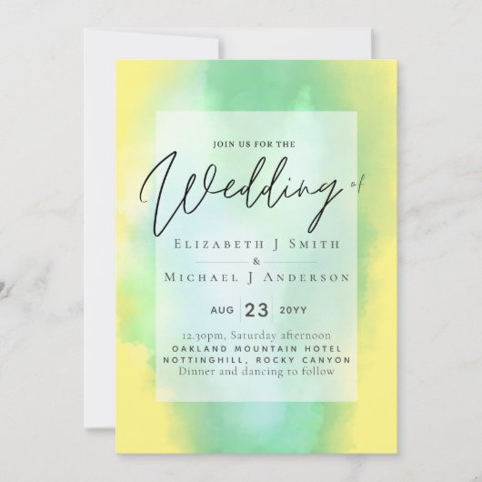 Shades of Lemon Mint Modern Budget Hochzeit (Vorderseite)