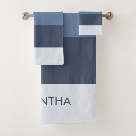 Shades of Modern Color Blocks Stripes Personalize Badhandtuch Set (Insitu)