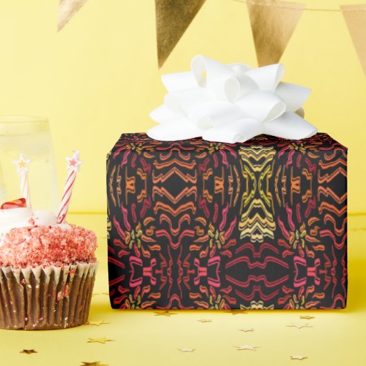 Shades Of Orange Red Yellow Ribbon Art Design Geschenkpapier (Geburtstagsparty)