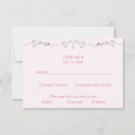 Shades of Pink Foliage Monogram RSVP Response Card Karte