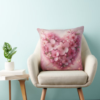 SHADES OF PINK HEART SHAPED FLOWERS KISSEN