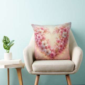 SHADES OF PINK HEART SHAPED FLOWERS KISSEN