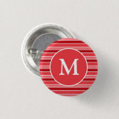 Shades of Red and White Striped Monogrammed Button (Vorne & Hinten)